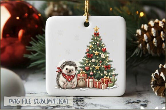 Baby Hedgehog Christmas Ornament PNG for Illustrations