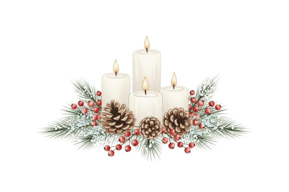 Christmas Advent Candles Arrangement Illustrations