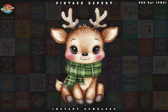 Christmas Baby Reindeer Clipart: Festive Illustrations for Crafters