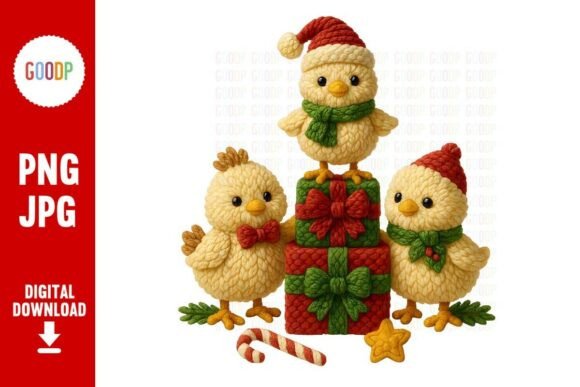Crochet Christmas Chicks PNG: Festive Illustrations