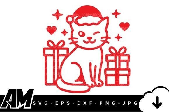 Cute Christmas Cat SVG: Festive Illustrations
