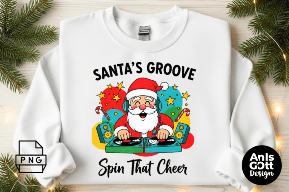 DJ Santa Christmas Sublimation Design & Illustrations