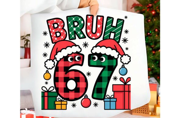 Funny 67 Six Seven Christmas Bruh Png Illustrations