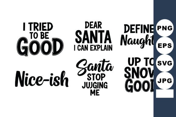 Funny Christmas Santa Quotes Vector Illustrations