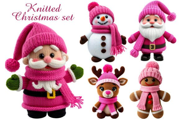 Knitted Christmas Set: Cozy Illustrations