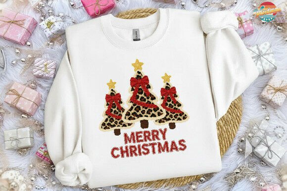 Merry Christmas Leopard Yarn Crochet PNG Illustrations