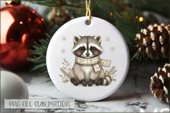 Raccoon My Christmas 2025 Ornament PNG: Illustrations