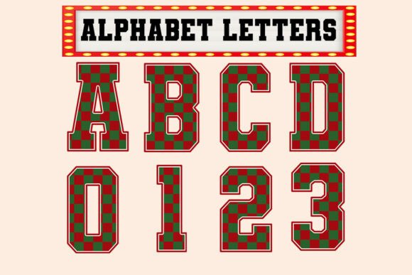 Red and Green Christmas Letter Alphabet Illustrations