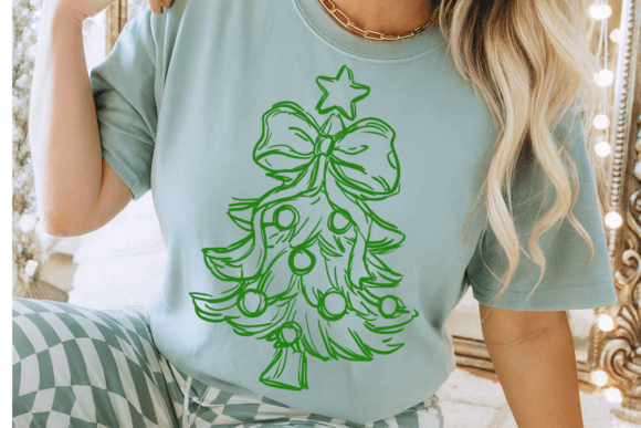 Review: Line Art Christmas Tree with Bow Png for Embroidery