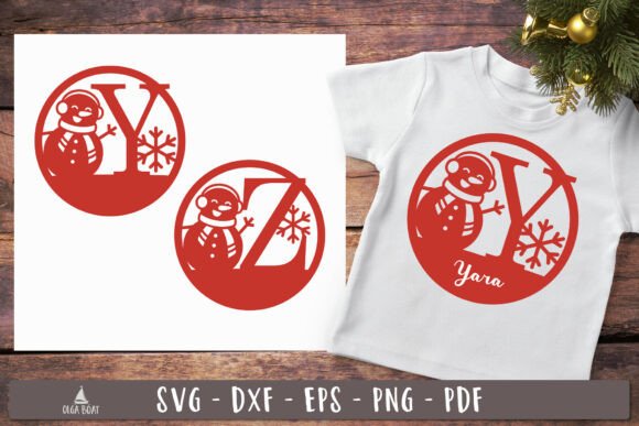 Snowman Letter Monogram SVG Christmas Illustrations