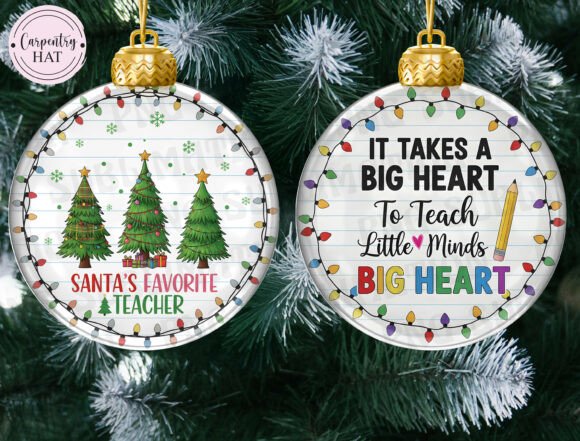 Teacher Christmas Ornament PNG: Festive Illustrations