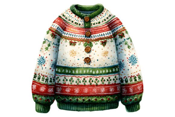 Ugly Christmas Sweater Buttons Illustrations